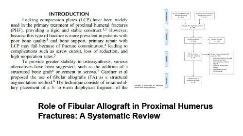 Role of Fibular Allograft in Proximal Humerus Fractures: A Systematic Review